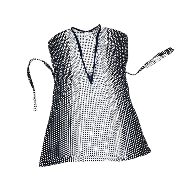 Profiles by Gottex dolce vita mesh v neck Black & White Swim Cover-Up size small - Picture 4 of 14